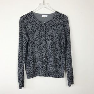 Calvin Klein| Wool-Blend Leopard Cardigan (M)